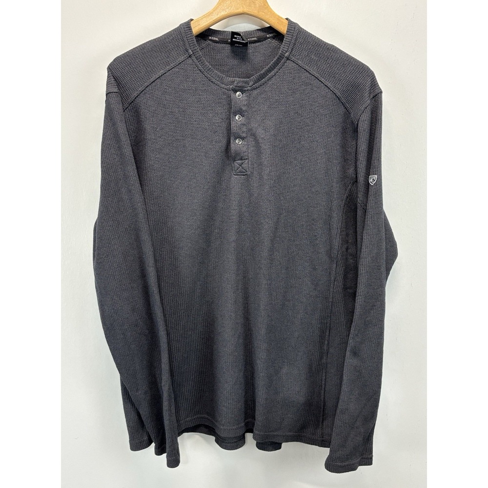 Kuhl Konflikt Henley Shirt Mens 2XL XXL Gray Waffle Thermal Long Sleeve Outdoor